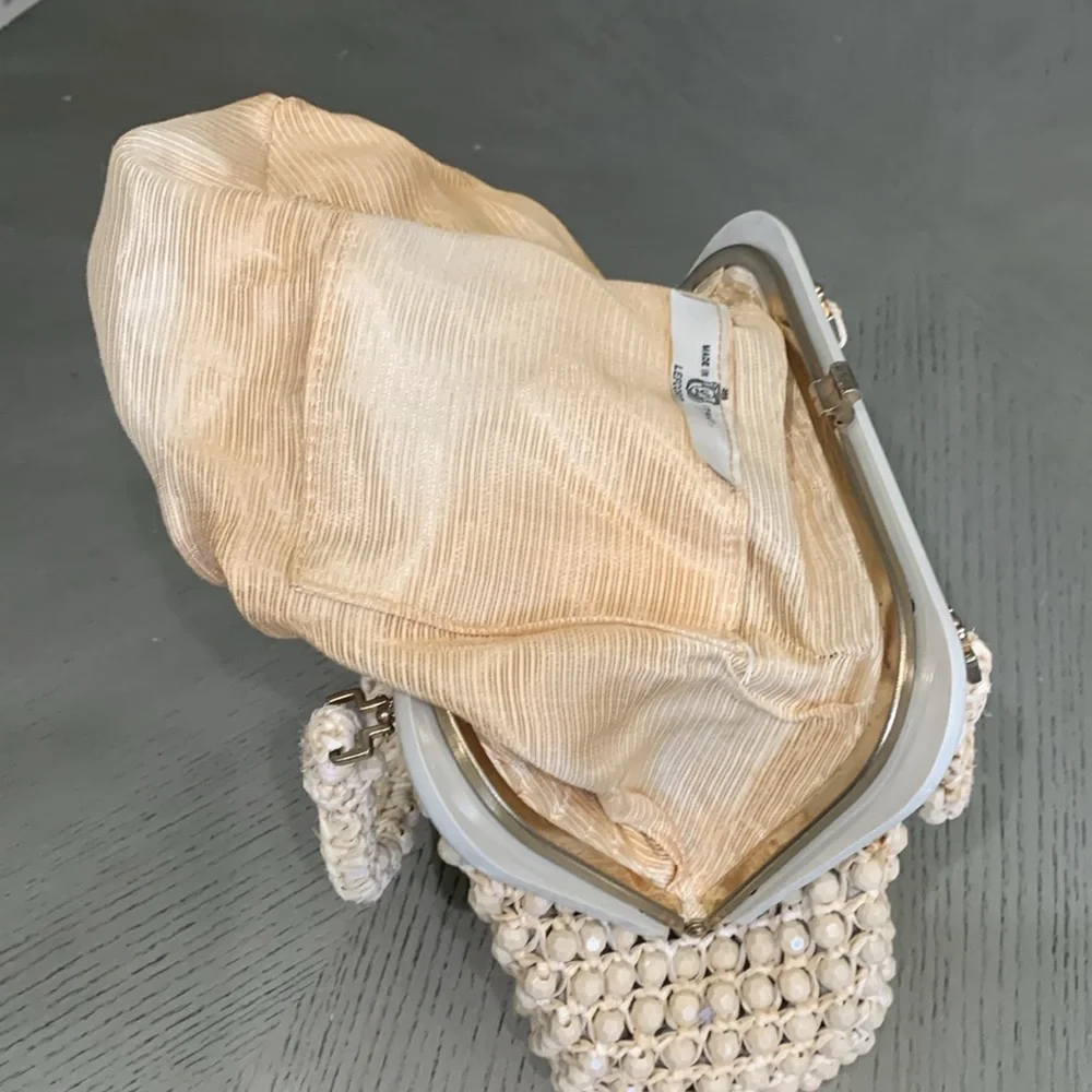 Vintage LEFCORT Elegant Cream Beaded Handbag - Picture 11 of 16